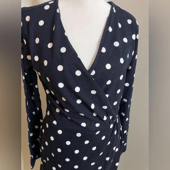 NWT LOFT Navy Polka Dot Wrap Dress - Size 4 - Picture 5 of 10
